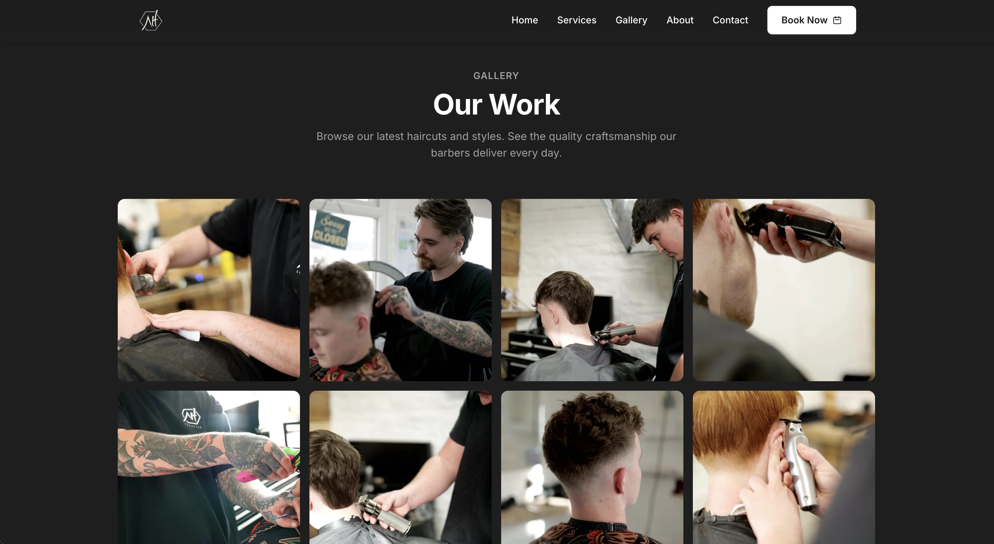 AH Creative Barbershop website, gallery page
