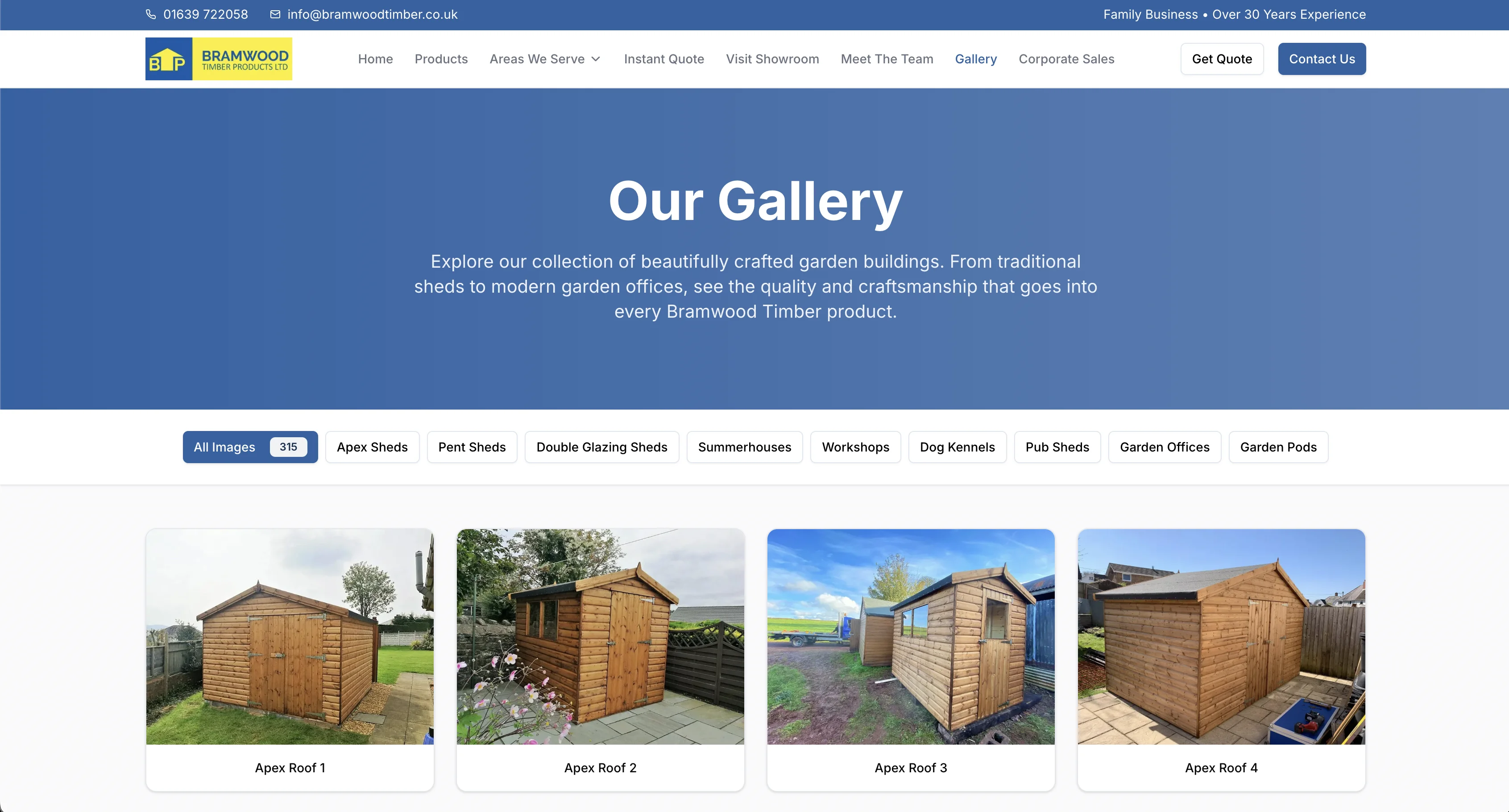 Bramwood Timber website, gallery bespoke sheds