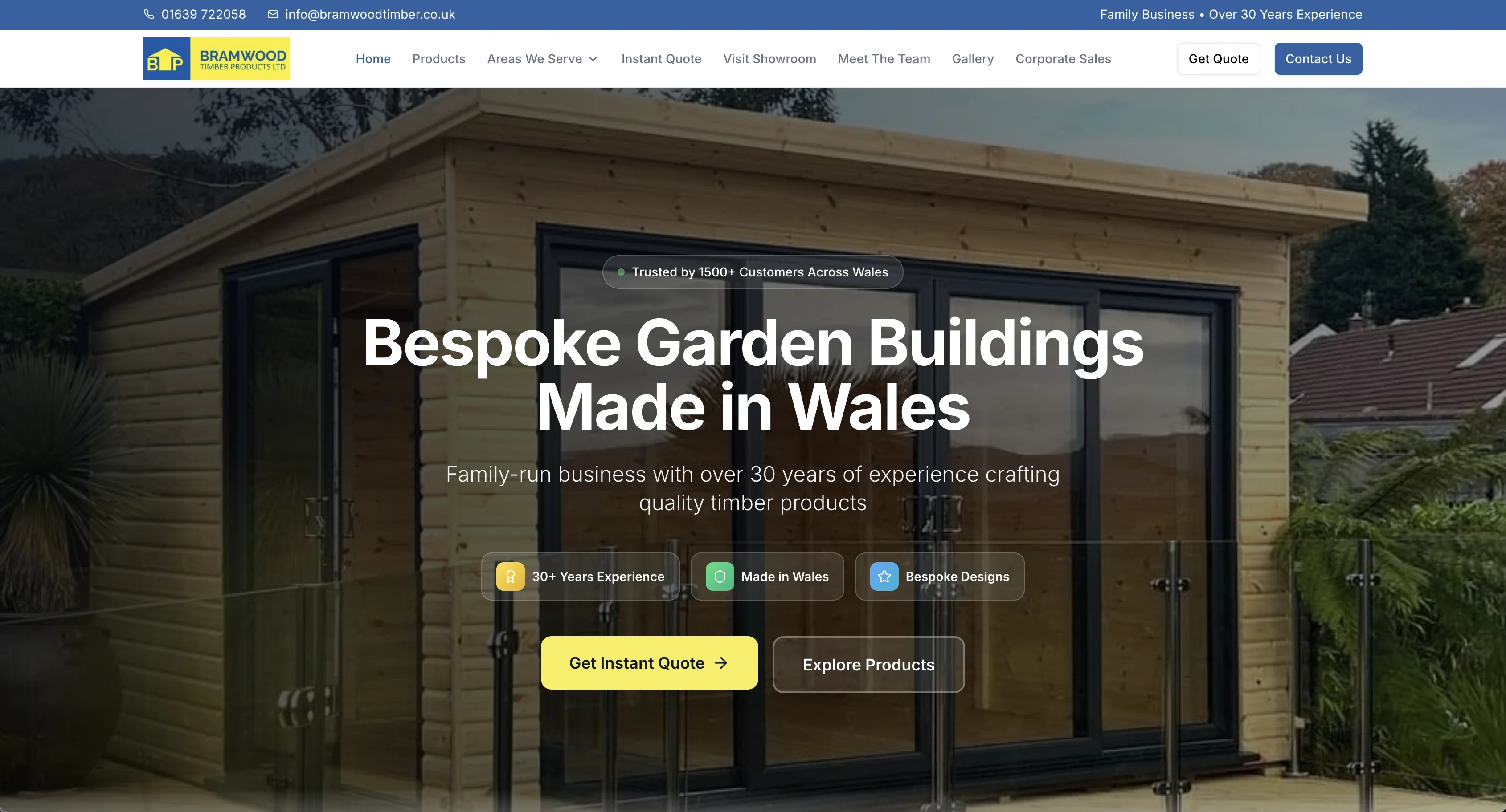 Bramwood Timber website, home page garden sheds
