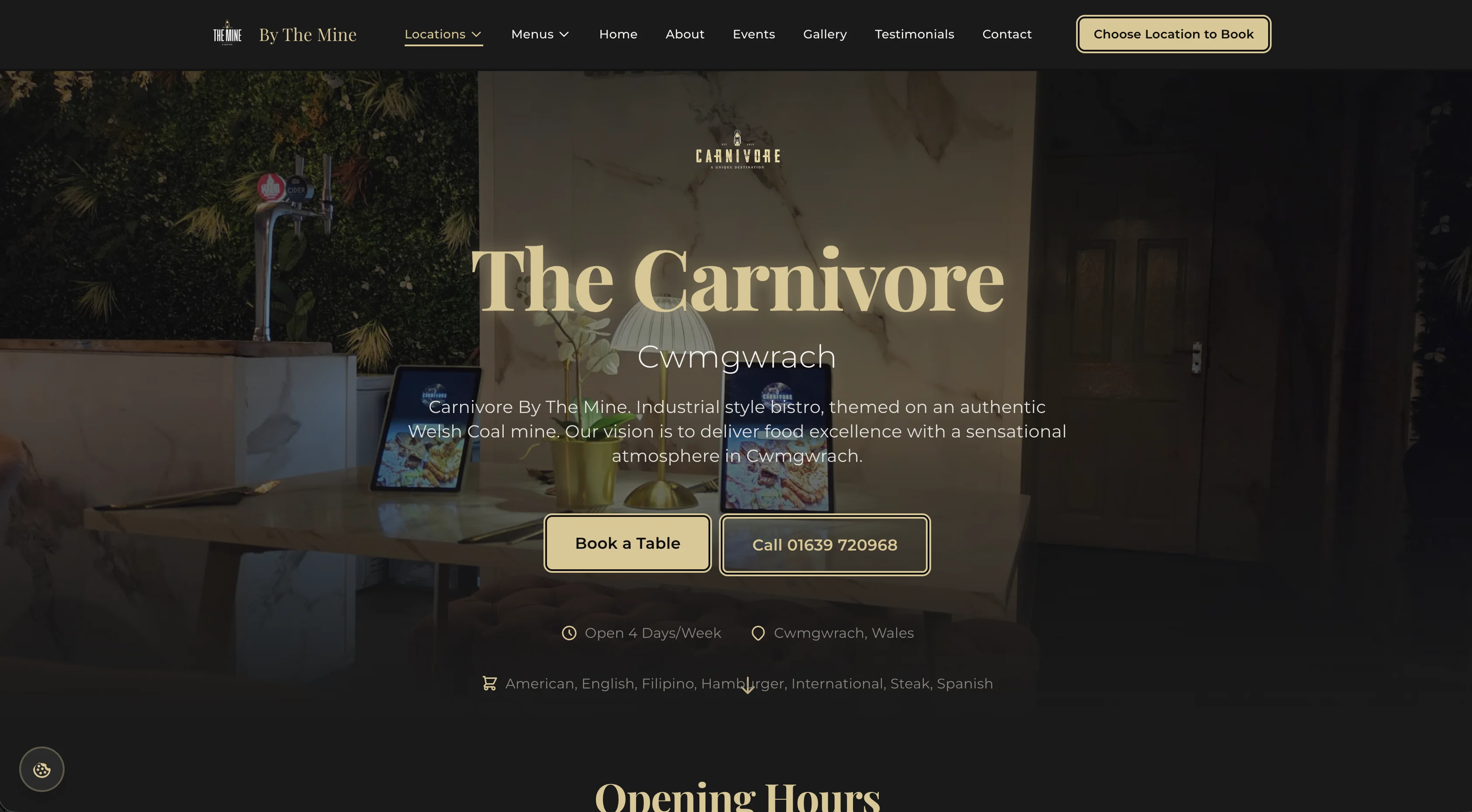 By The Mine website, carnivore restaurant page