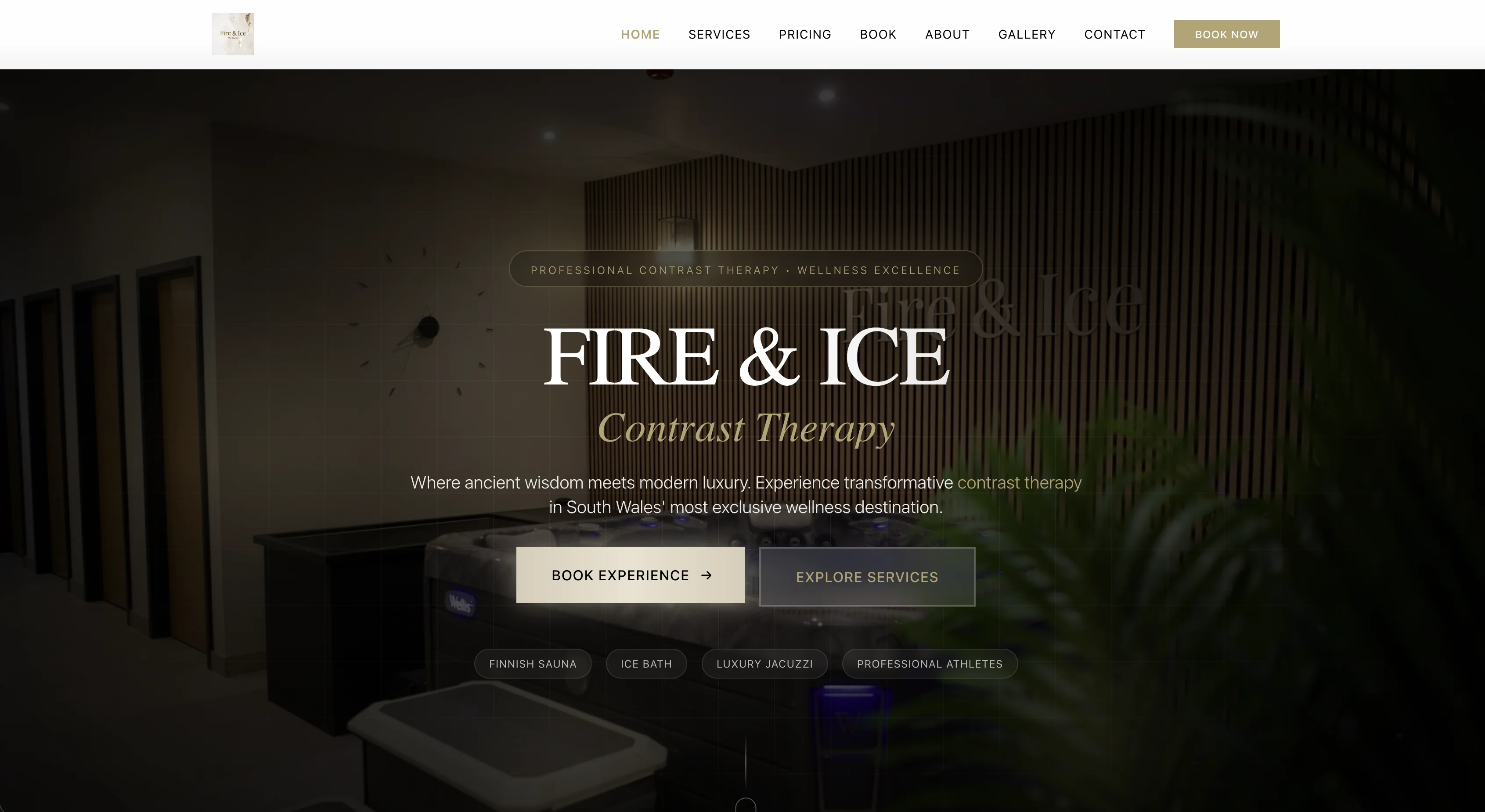 Fire & Ice Spa website, home page