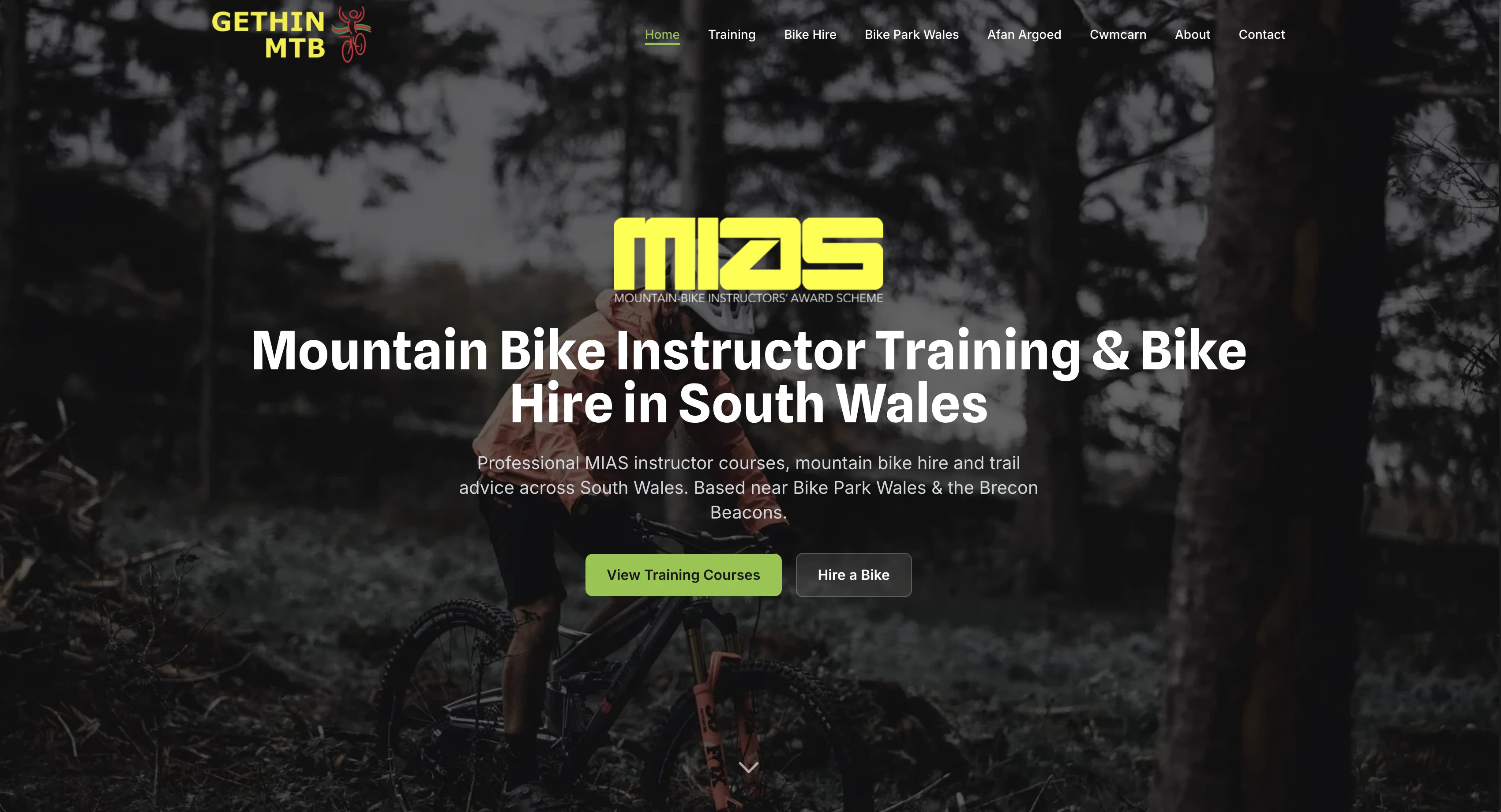 Gethin MTB website, home page