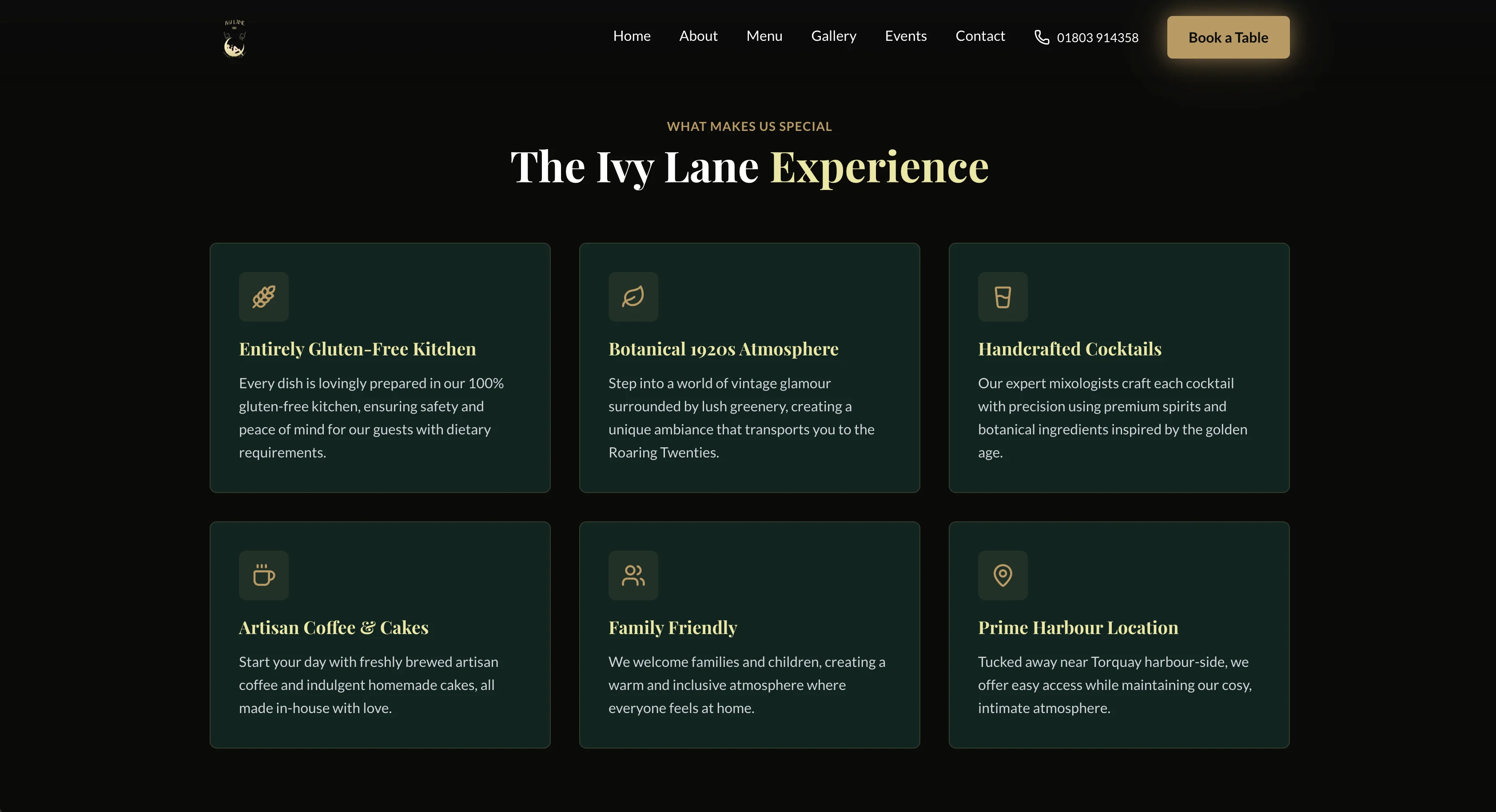 Ivy Lane Cocktail Bar website, about page