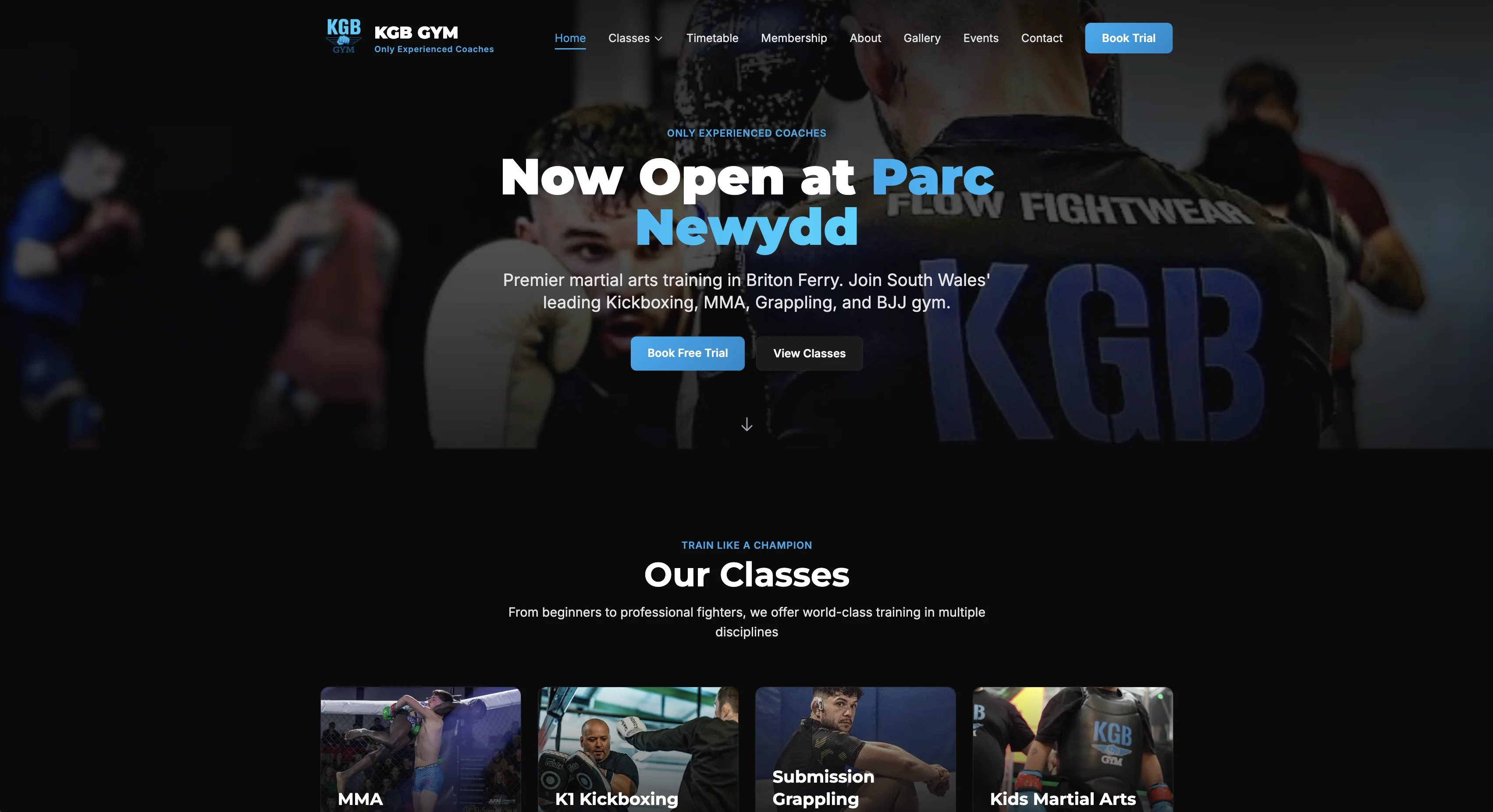 KGB Gym website, gym home page south wales