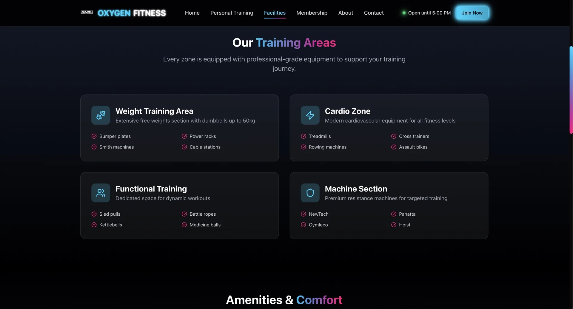 Oxygen Fitness Wales website, gym facilities cornelly