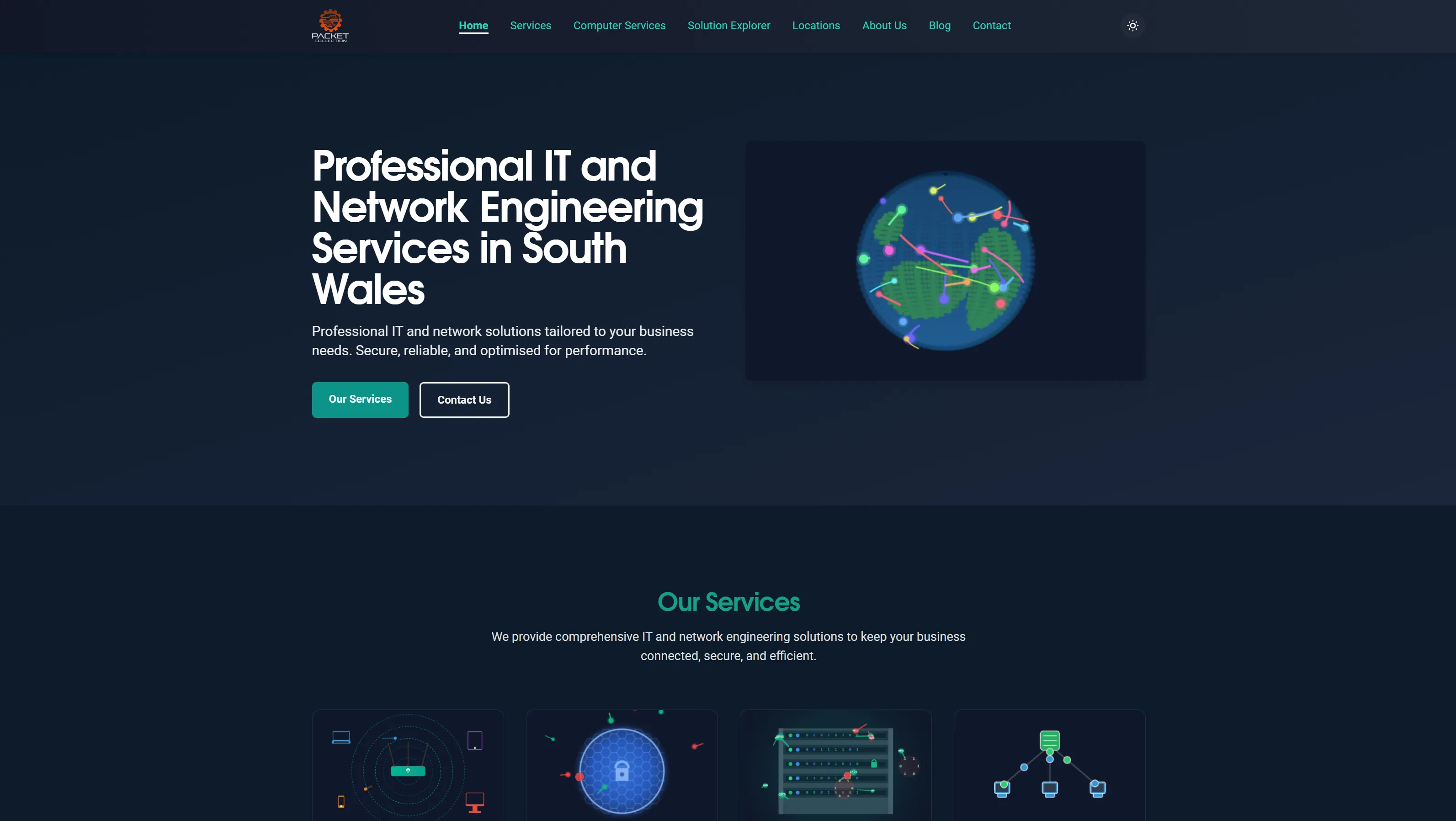 Packet Collection website, home page