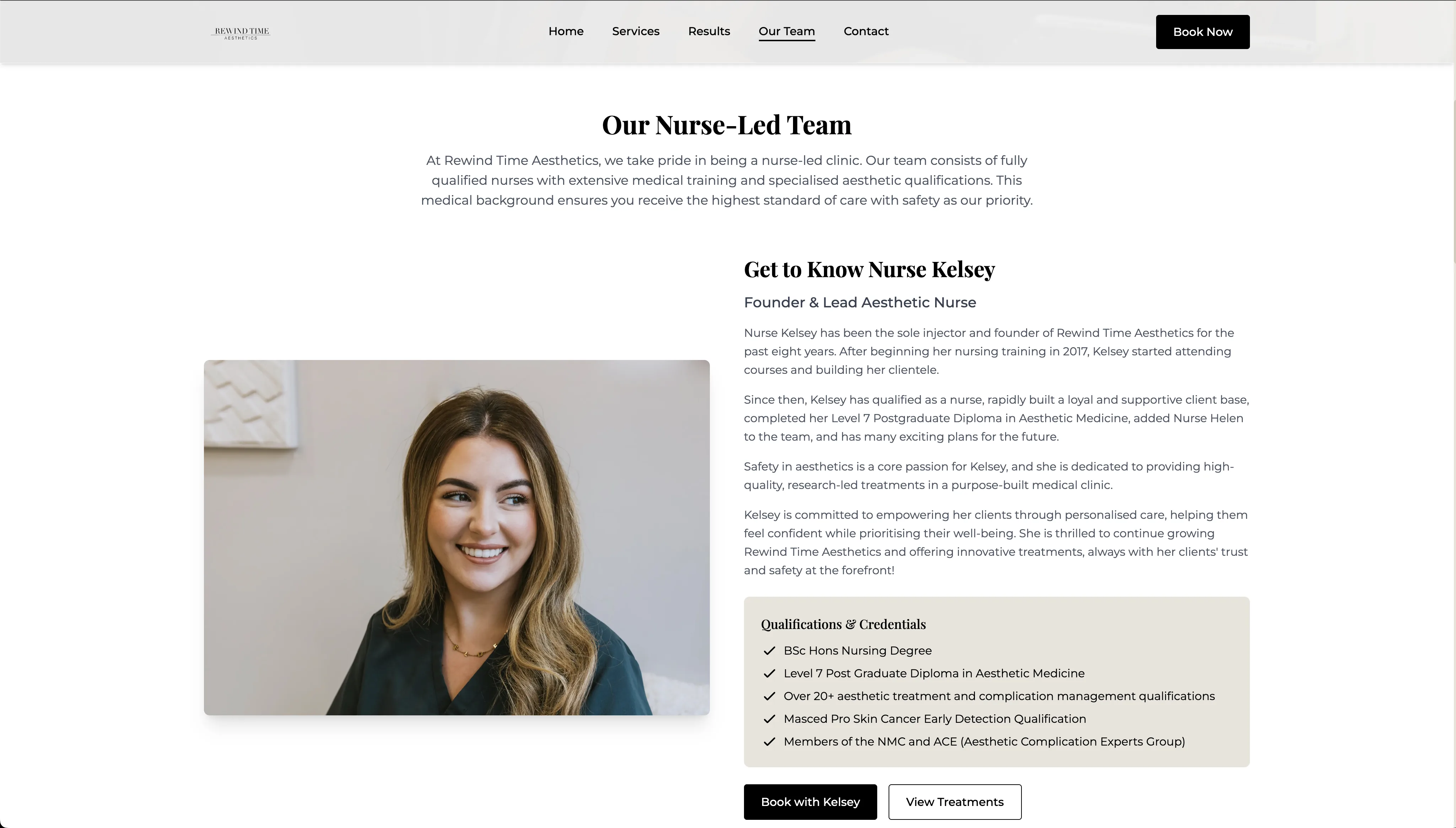 Rewind Time Aesthetics website, rewind time before after results gallery