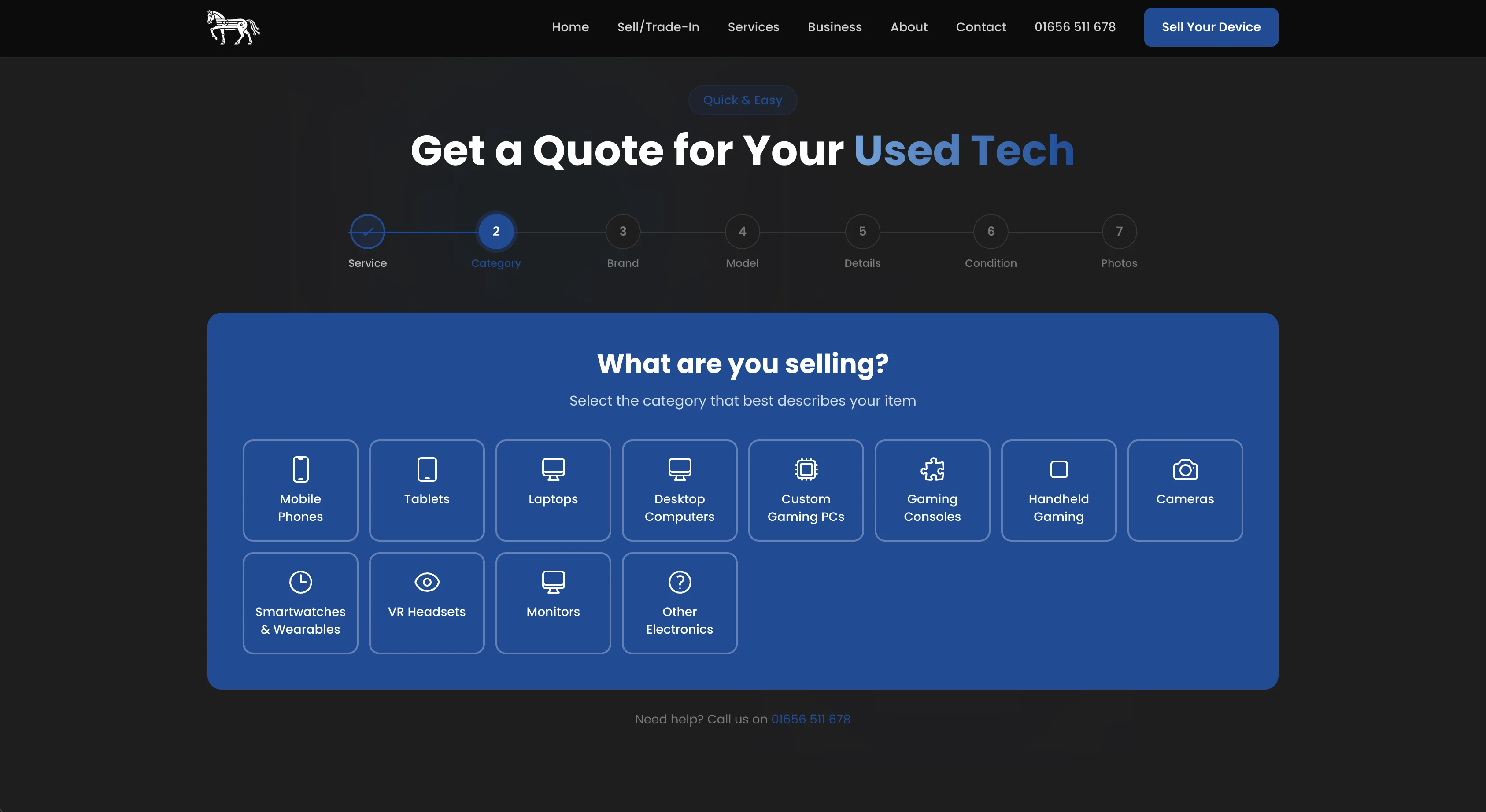 Silicon Road website, device selection page