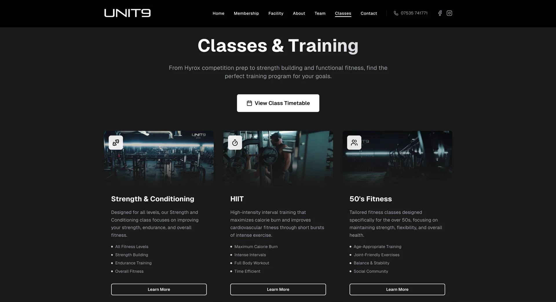 Unit 9 Gym website, fitness classes training wales