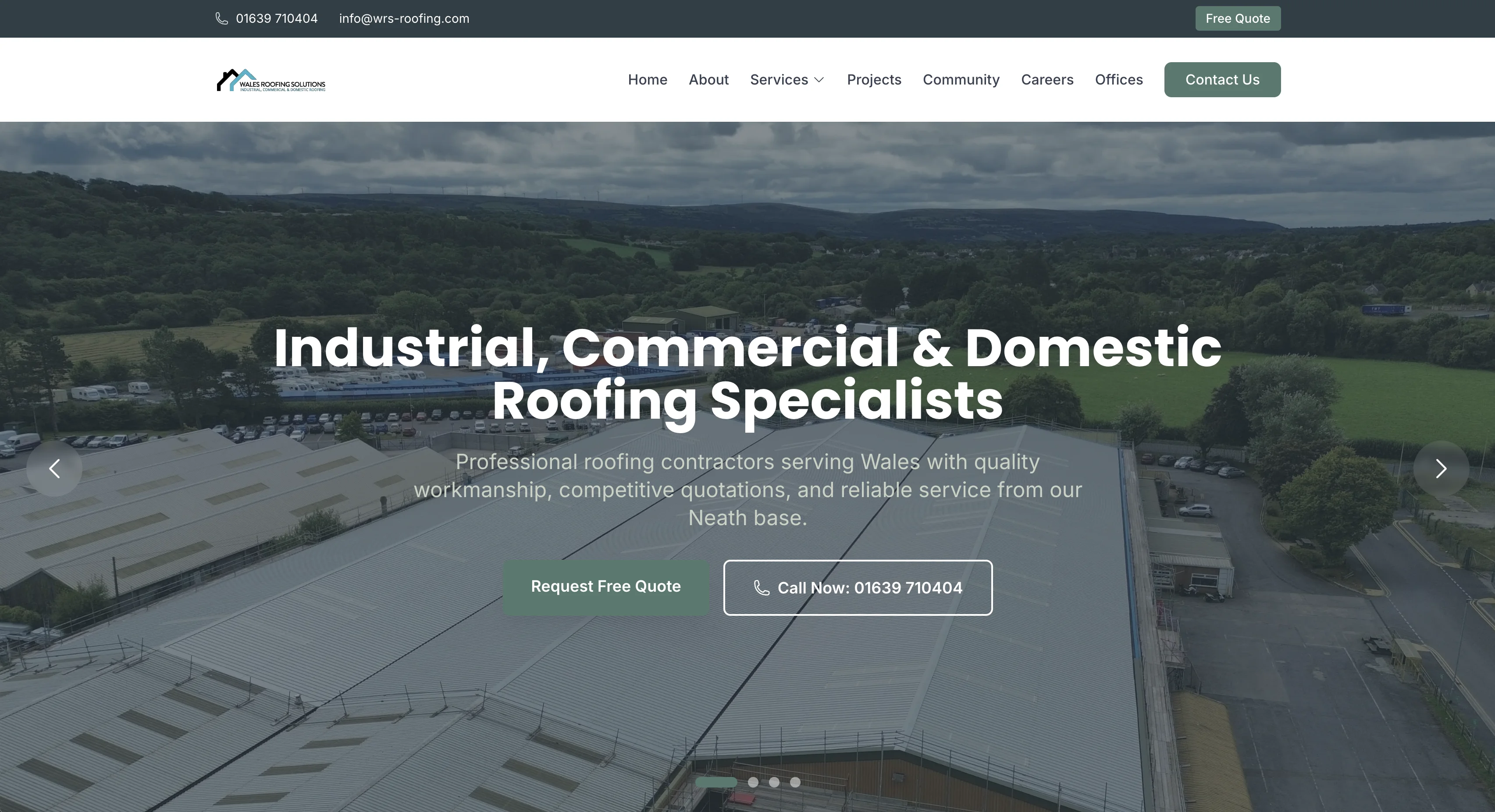 Wales Roofing Solutions website, wales roofing commercial industrial domestic